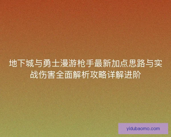 地下城与勇士漫游枪手最新加点思路与实战伤害全面解析攻略详解进阶