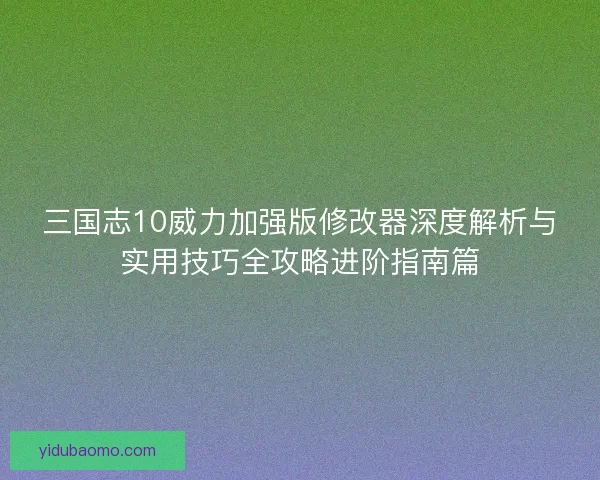 三国志10威力加强版修改器深度解析与实用技巧全攻略进阶指南篇 三国志10威力加强版修改器深度解析与实用技巧全攻略进阶指南篇