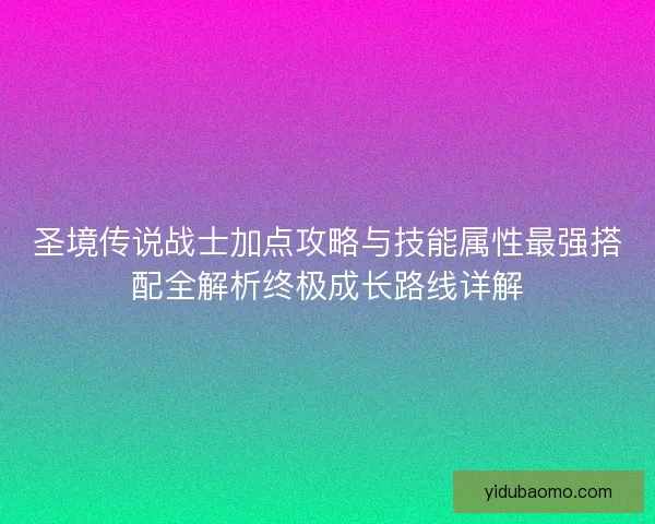 圣境传说战士加点攻略与技能属性最强搭配全解析终极成长路线详解