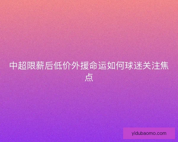 中超限薪后低价外援命运如何球迷关注焦点