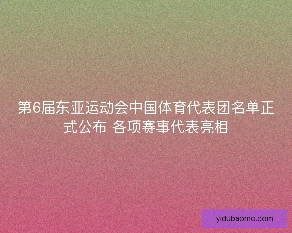 第6届东亚运动会中国体育代表团名单正式公布 各项赛事代表亮相 第6届东亚运动会中国体育代表团名单正式公布 各项赛事代表亮相